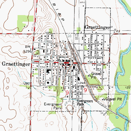 Topographic Map of Palo Alto Community Ambulance Graettinger, IA