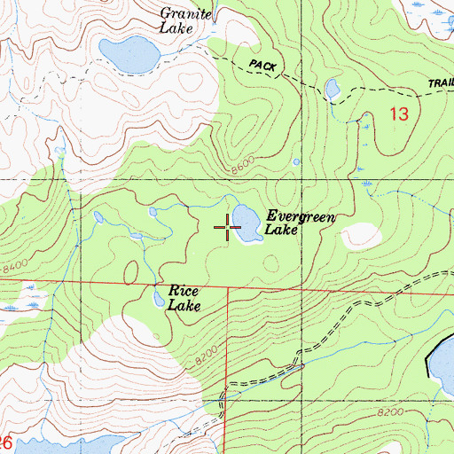 Topographic Map of Evergreen Lake, CA