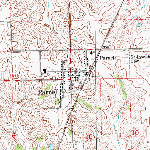 Topographic Map of Parnell Quick Response Service, IA