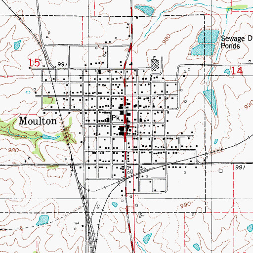 Topographic Map of Moulton Volunteer Ambulance Service, IA