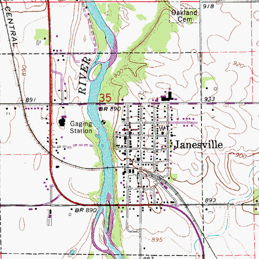 Topographic Map of Janesville First Respond Ambulance Service, IA