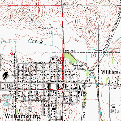 Topographic Map of Iowa County Ambulance Williamsburg, IA