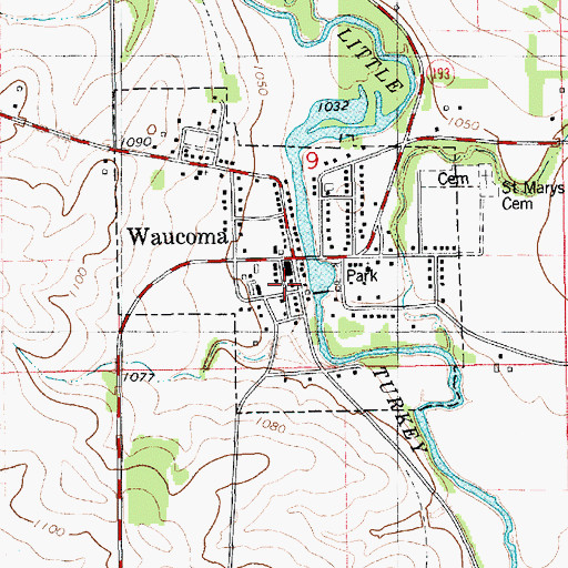 Topographic Map of Waucoma First Responders, IA
