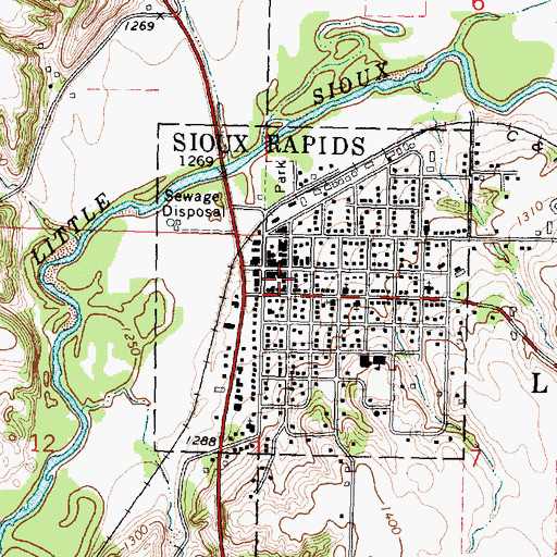 Topographic Map of Buena Vista County Ambulance Sioux Rapids, IA