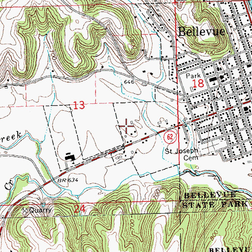 Topographic Map of Bellevue Ambulance Service, IA