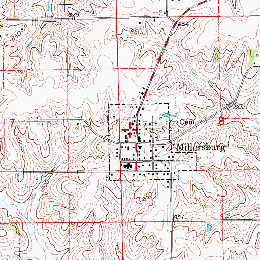 Topographic Map of Millersburg Quick Response Service, IA