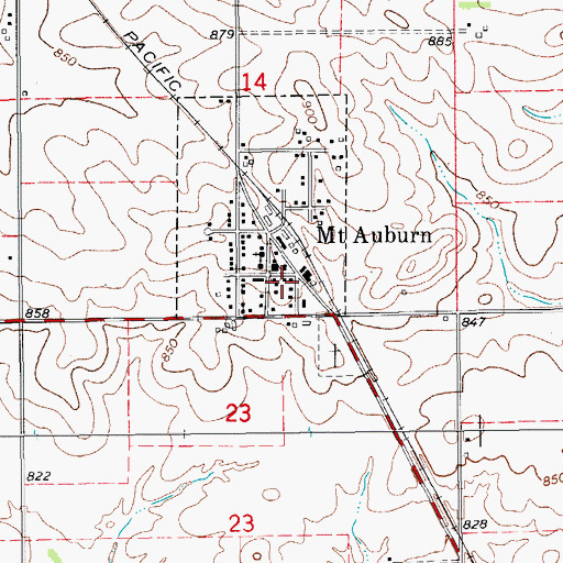 Topographic Map of Cedar - Mount Auburn 1st Responders, IA