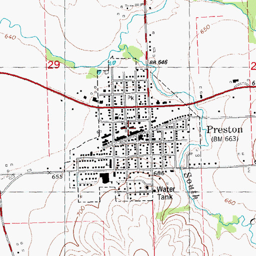 Topographic Map of Community Ambulance Service Preston, IA