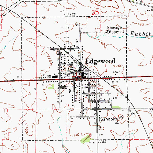 Topographic Map of Edgewood Ambulance Service, IA