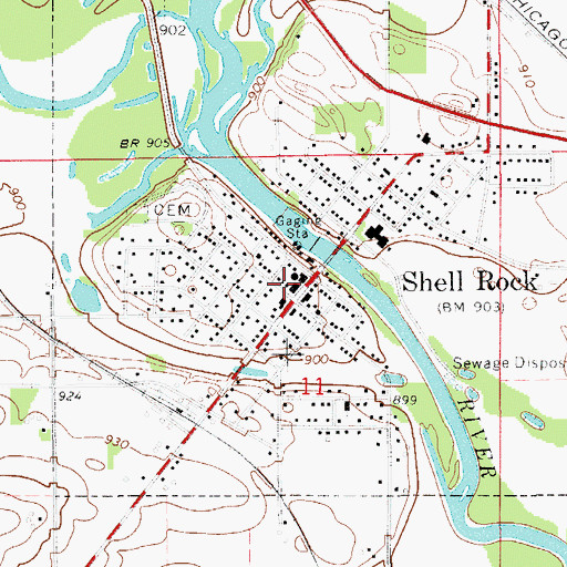 Topographic Map of Shell Rock Ambulance Service, IA