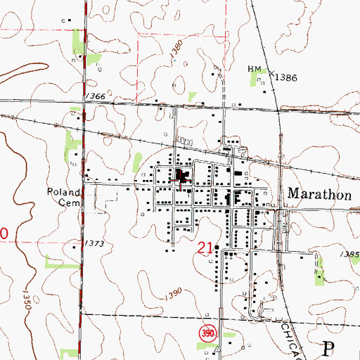 Topographic Map of Marathon First Responders, IA