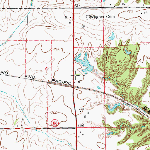 Topographic Map of Louisa County Ambulance Letts Base, IA