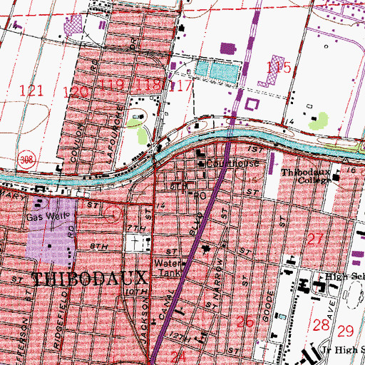 Topographic Map of Louisiana State University AgCenter Lafourche Parish Office, LA
