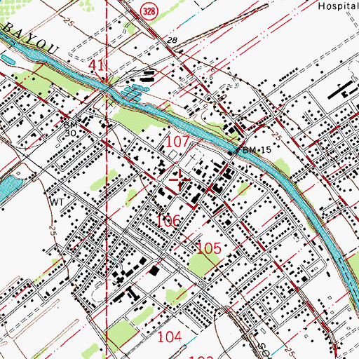Topographic Map of Louisiana State University AgCenter Saint Martin Parish Office, LA