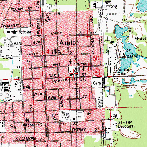 Topographic Map of Louisiana State University AgCenter Tangipahoa Parish Office, LA