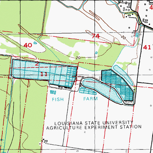Topographic Map of Louisiana State University Aquaculture Research Station, LA