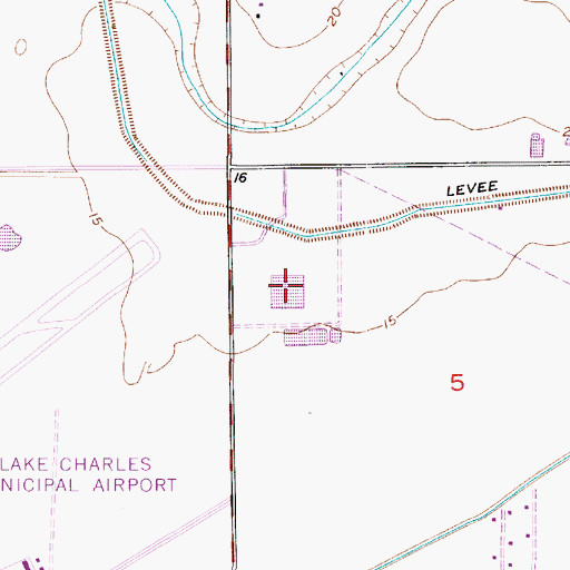 Topographic Map of Louisiana State University AgCenter Calcasieu Parish Office, LA