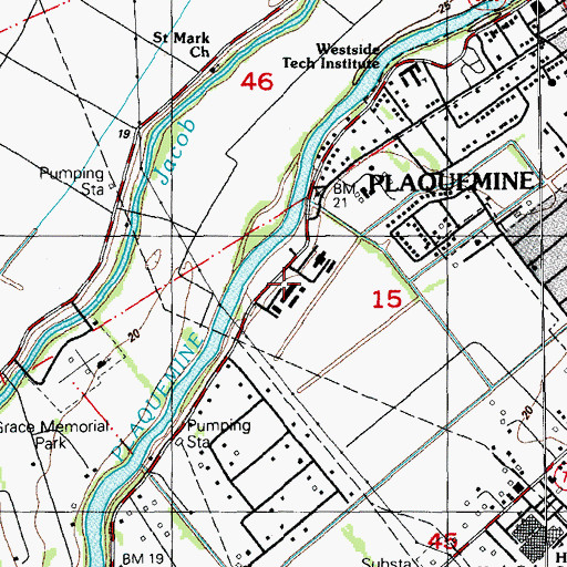 Topographic Map of Iberville Parish Solid Waste Department, LA