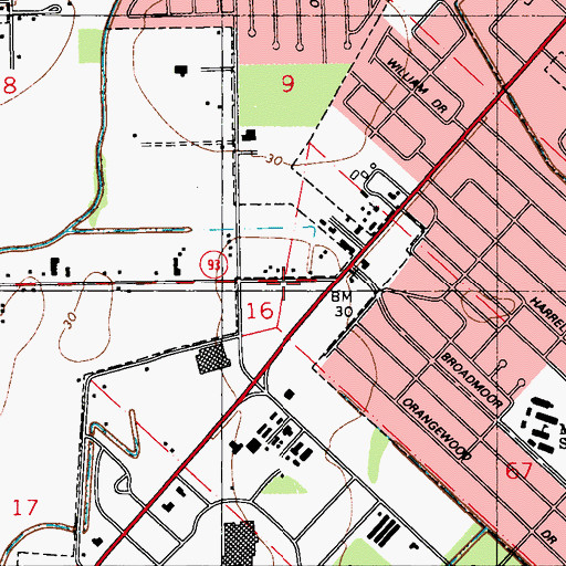 Topographic Map of Centerpiece Shopping Center, LA