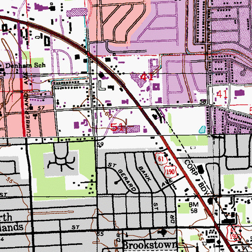 Topographic Map of Colonial Plaza Shopping Center, LA