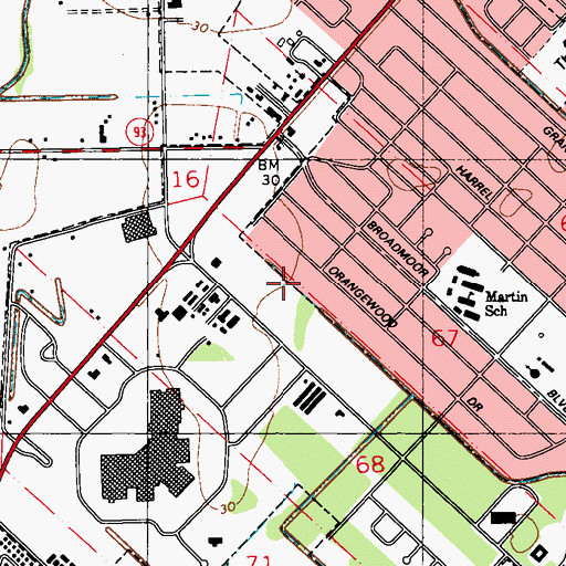 Topographic Map of Courtyards of Ambassador Row Shopping Center, LA