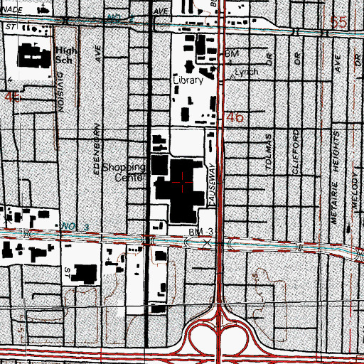 Topographic Map of Lakeside Shopping Center, LA