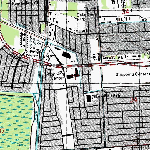 Topographic Map of Lapalco Village Shopping Center, LA