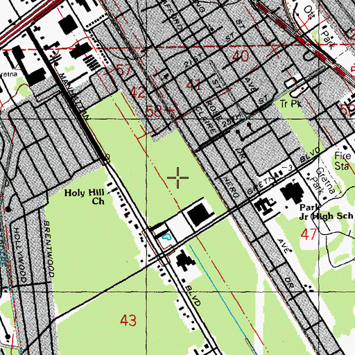 Topographic Map of Manhattan Place Shopping Center, LA