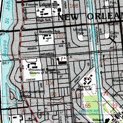 Topographic Map of Oak Park Shopping Center, LA