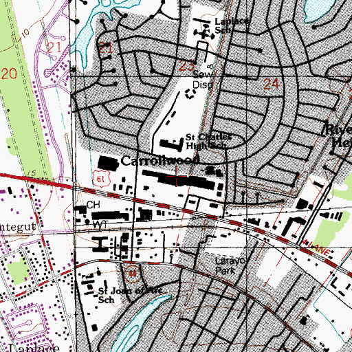 Topographic Map of Riverlands Shopping Center, LA