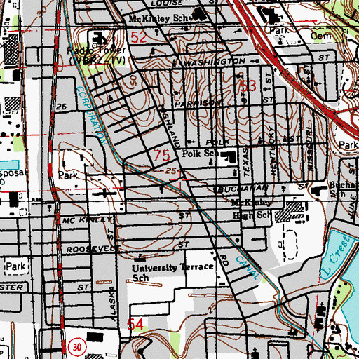 Topographic Map of Charity Christian Center Kingdom Kids Preschool, LA