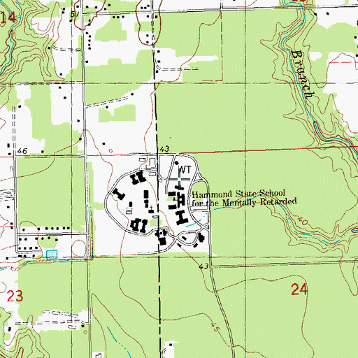 Topographic Map of Hammond Developmental Center, LA