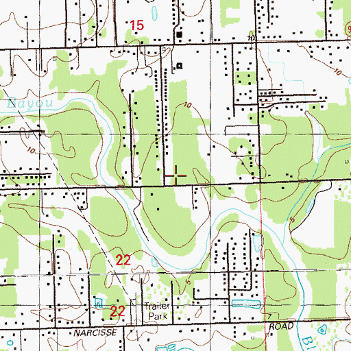 Topographic Map of Le Chateau Des Jeunes, LA