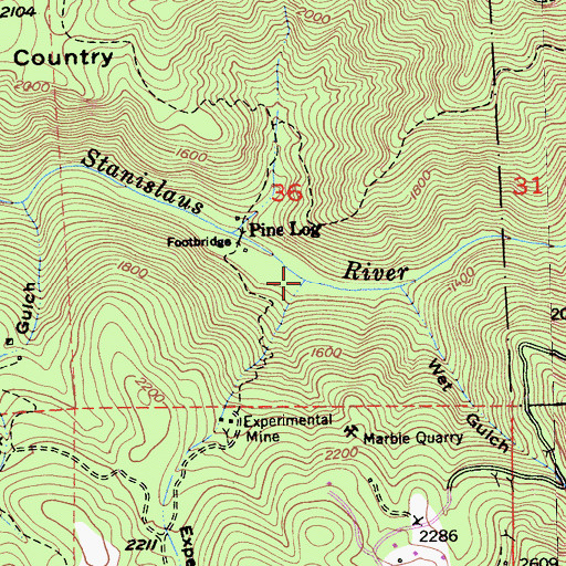 Topographic Map of Experimental Gulch, CA