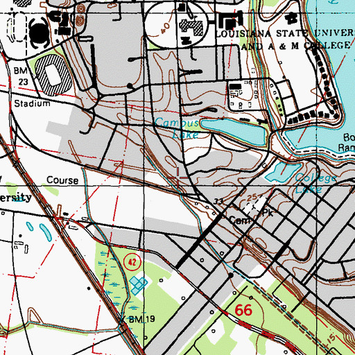 Topographic Map of Louisiana State University Renewable Natural Resources Building, LA