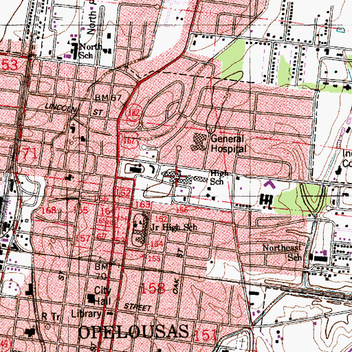 Topographic Map of Opelousas Catholic Preschool, LA