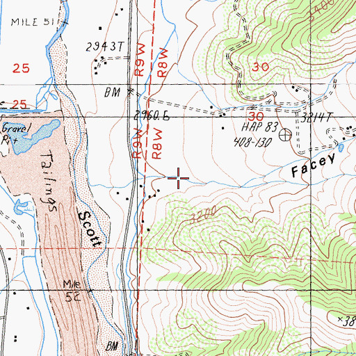 Topographic Map of Facey Gulch, CA
