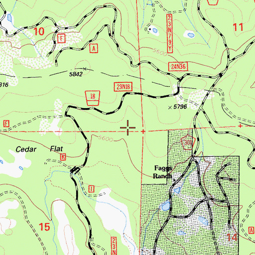 Topographic Map of Faggs Ranch, CA