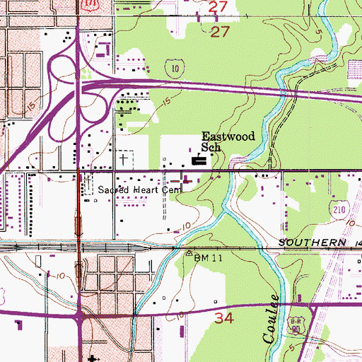 Topographic Map of United Christian Fellowship Child Development Center, LA