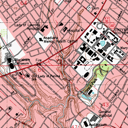 Topographic Map of University of Louisiana Lafayette Child Care Center, LA