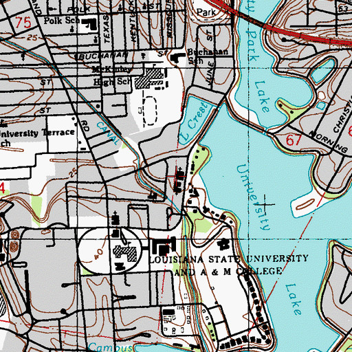 Topographic Map of University Presbyterian Day School, LA