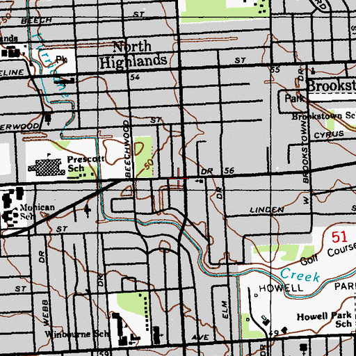 Topographic Map of Vera's Preschool Center, LA