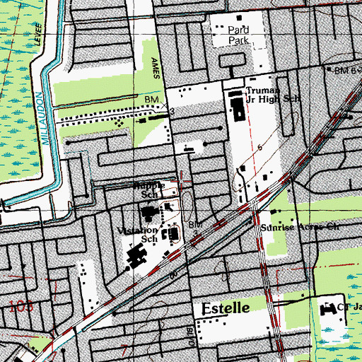 Topographic Map of Visitation of Our Lady Early Childhood Center, LA