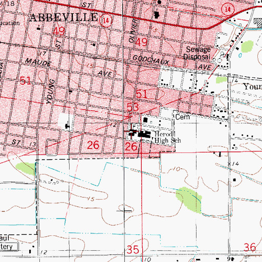 Topographic Map of Abbeville Head Start School, LA