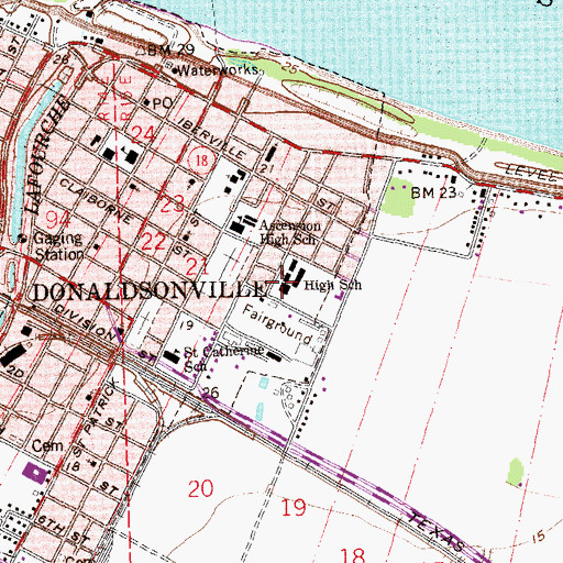 Topographic Map of Ascension Parish Head Start Donaldsonville School, LA