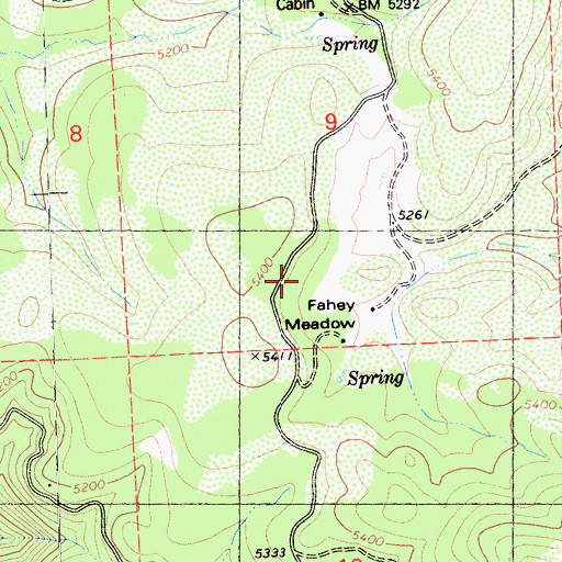 Topographic Map of Fahey Meadow, CA
