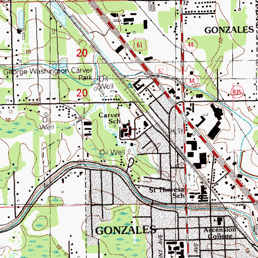 Topographic Map of Ascension Parish Head Start Gonzales School, LA