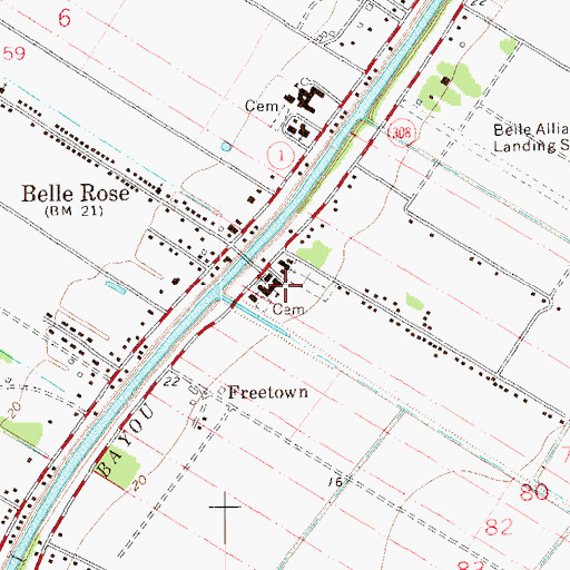 Topographic Map of Belle Rose Head Start School, LA