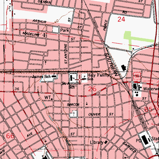 Topographic Map of Holy Family Head Start School, LA