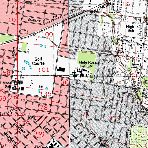 Topographic Map of Holy Rosary Head Start School, LA